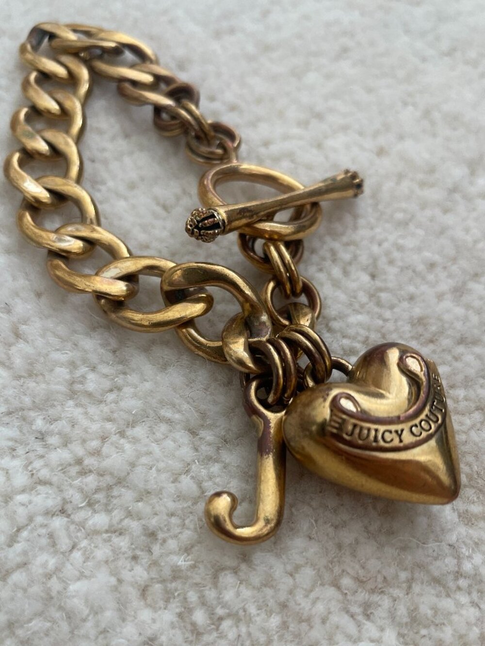 Vintage Y2K Juicy Couture Gold Heart Charm Bracelet